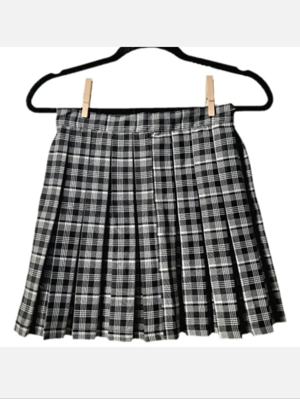 Cali 1850 Los Angeles Black & White Plaid Pleated Mini Skirt Size Women's US XS